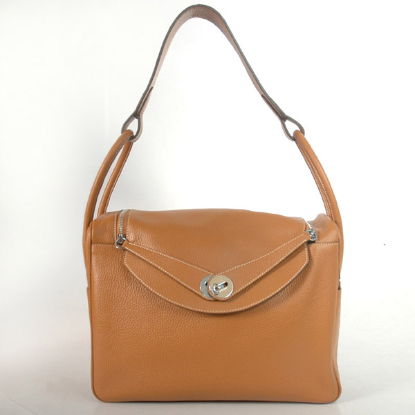 1056CS Hermes Lindy Bag in pelle 34 clemence in cammello con Silver